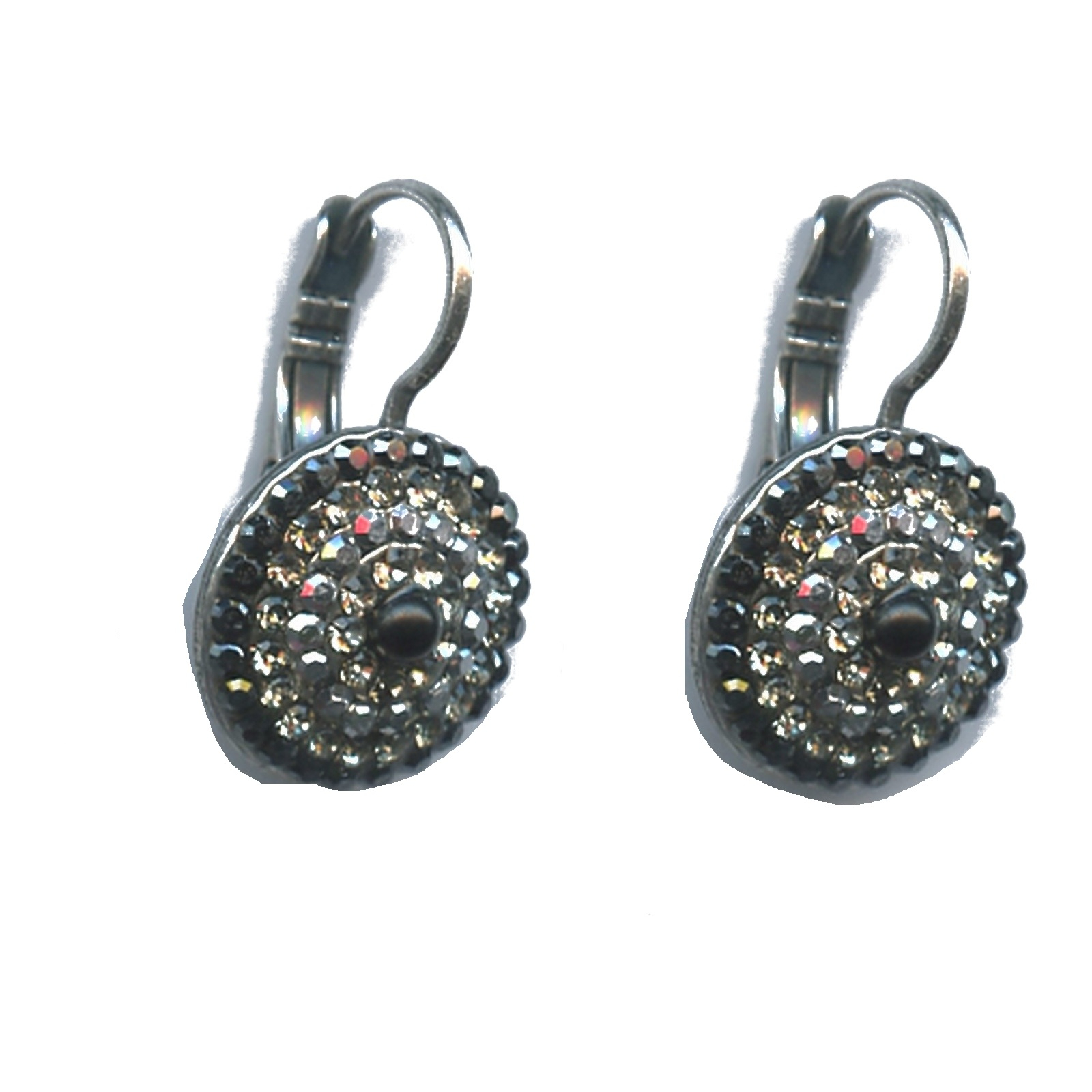 E-1193-747-Copy-SP6 Earrings By Mariana Woman Hematite and Clear and Black Swarovski Crystals - Image 1