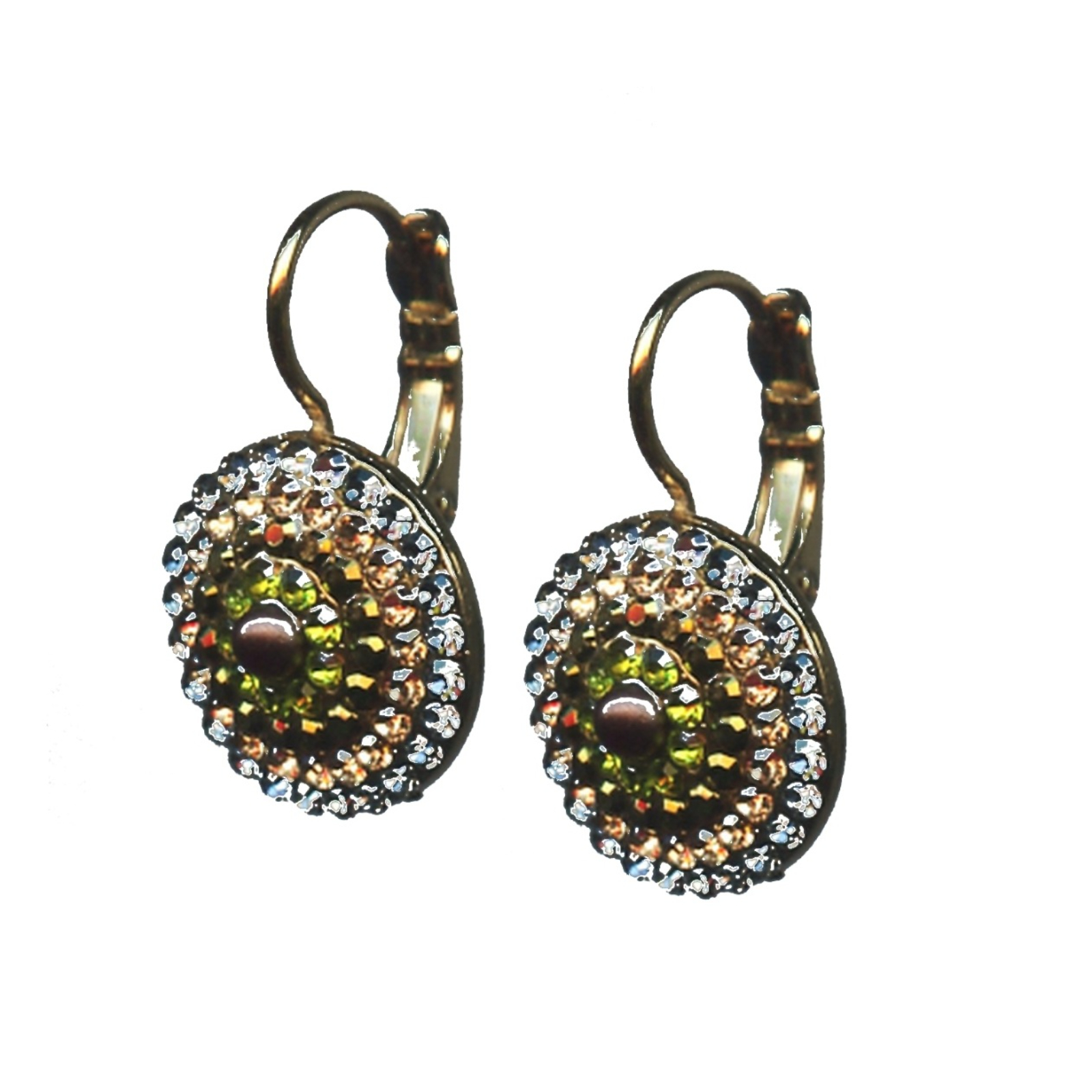 E-1193-901-SP6 Earrings By Mariana Woman Refined smoked topaz and Olivine) Swarovski Crystals - Image 1