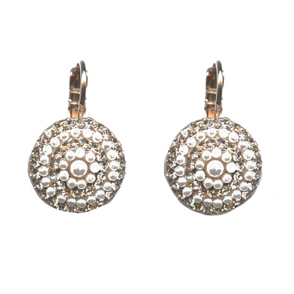 Earrings By Mariana Woman Pearl Mineral and Silk(Gold Quartz) Swarovski Crystals