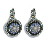 Earrings By Mariana Woman Labradorite Mineral and Black Swarovski Crystals