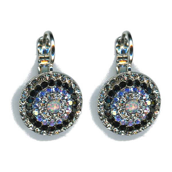 Earrings By Mariana Woman Labradorite Mineral and Black Swarovski Crystals