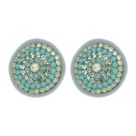 Earrings By Mariana Woman Delicate Opal Mineral and Turquoise Swarovski Crystals - Image 2