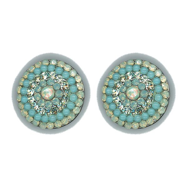 Earrings By Mariana Woman Delicate Opal Mineral and Turquoise Swarovski Crystals