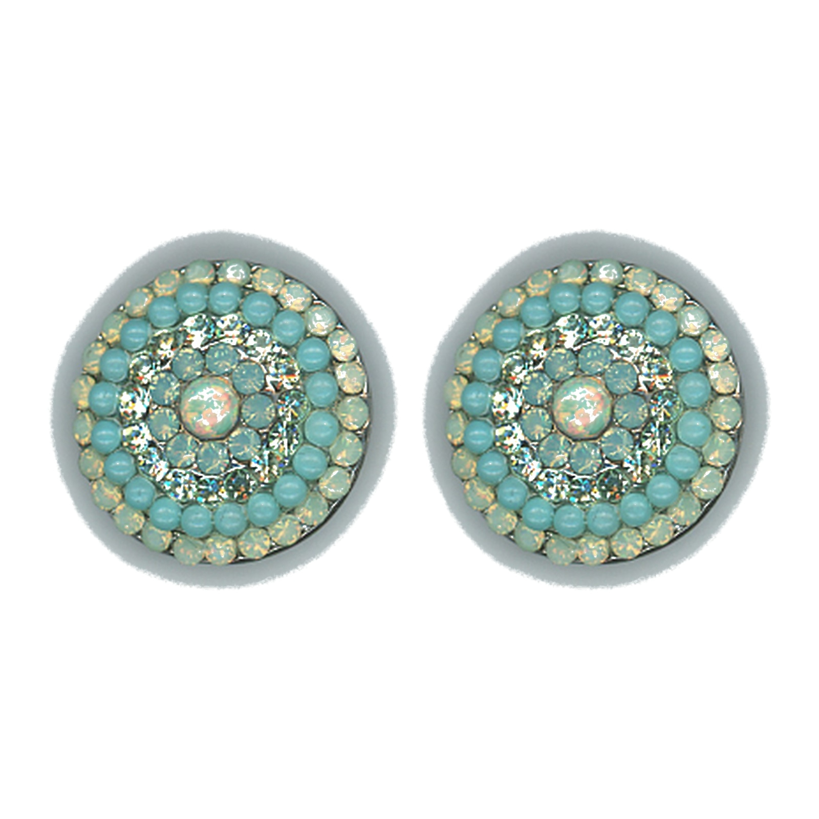 E-1193-M598-SP6 Earrings By Mariana Woman Delicate Opal Mineral and Turquoise Swarovski Crystals - Image 1