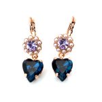 Earrings By Mariana Woman Bold Montana Blue, Violet and Pearl Swarovski Crystals - Image 2