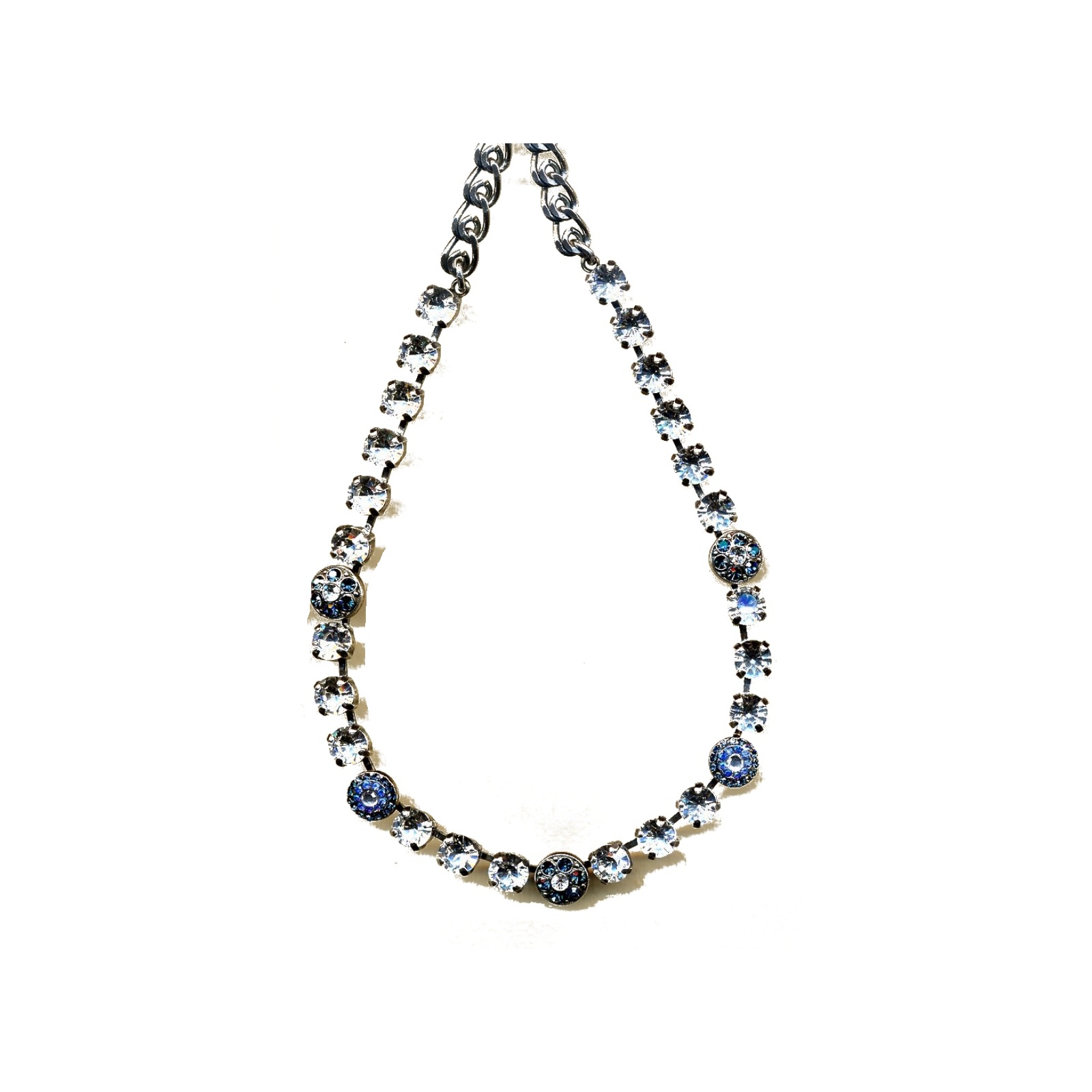 N-3044-1-001207-YG Necklace By Mariana Woman Chic Clear and Montana Blue Swarovski Crystals - Image 1