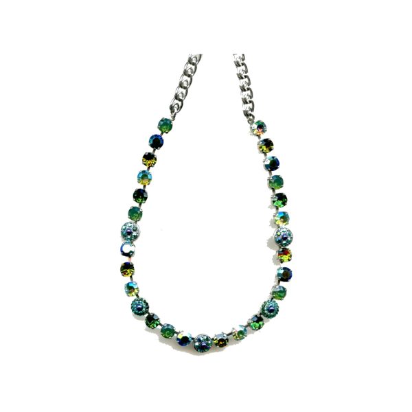 Necklace By Mariana Woman Striking Peridot AB and Emerald Swarovski Crystals