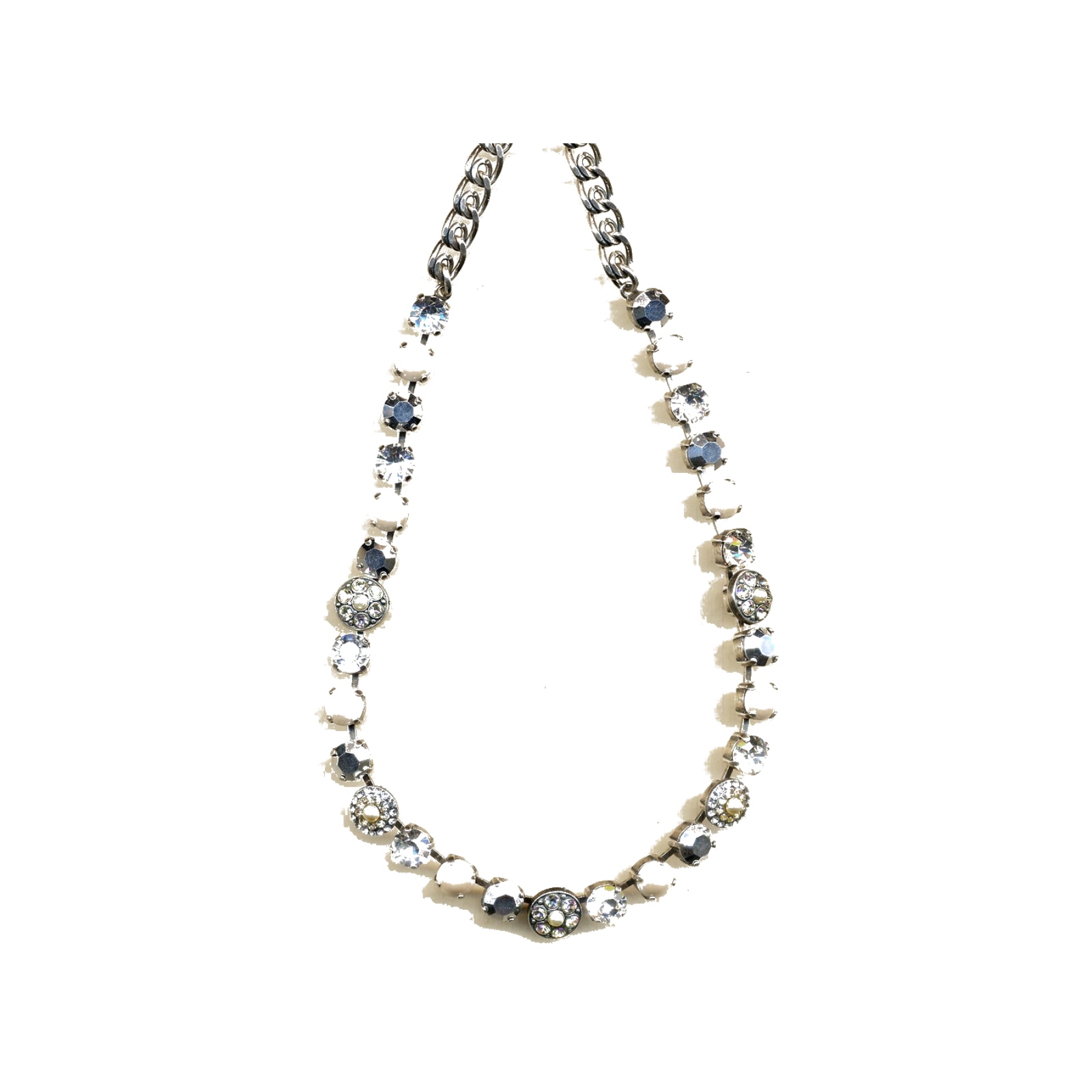 N-3044-1-1006-YG Necklace By Mariana Woman Distinctive White Opal and Clear Swarovski Crystals - Image 1