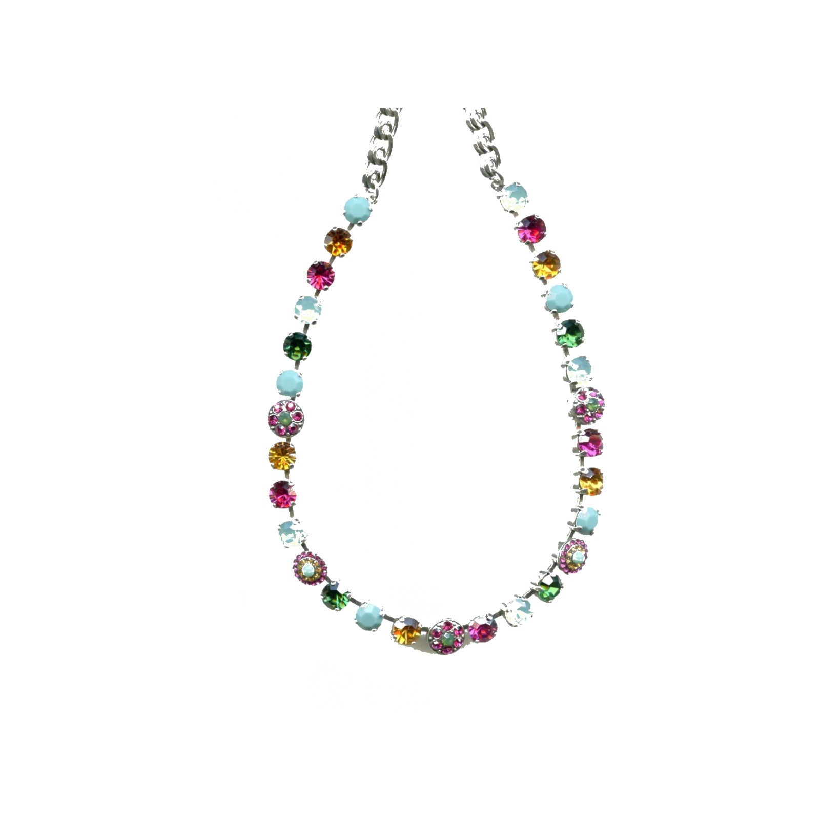 N-3044-1-1007-SP Necklace By Mariana Woman Dazzling Turquoise and Fuchsia Swarovski Crystals - Image 1