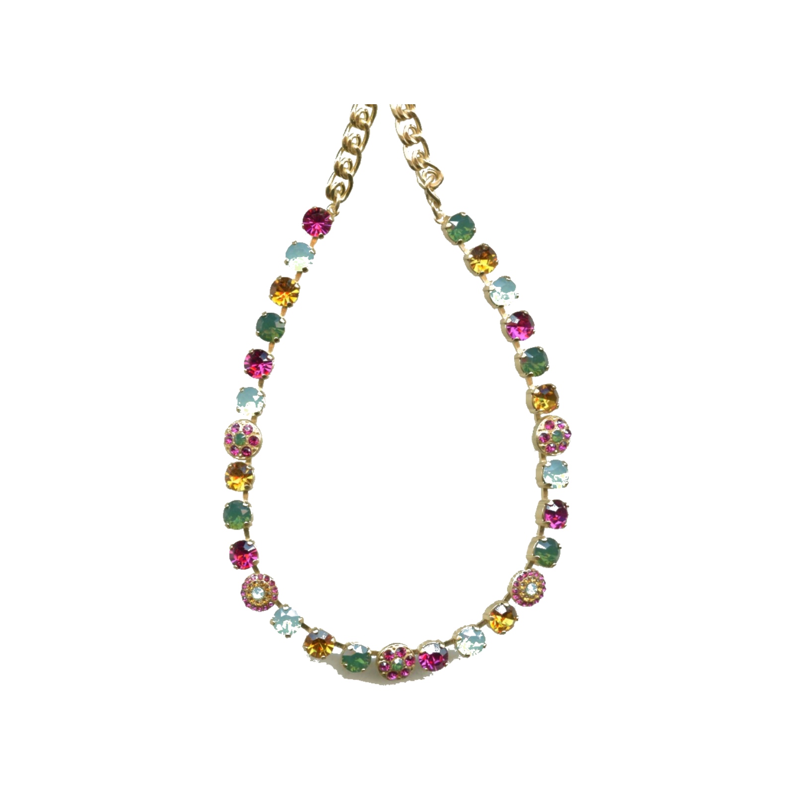 N-3044-1-10070-SP Necklace By Mariana Woman Striking Topaz and Emerald Swarovski Crystals - Image 1