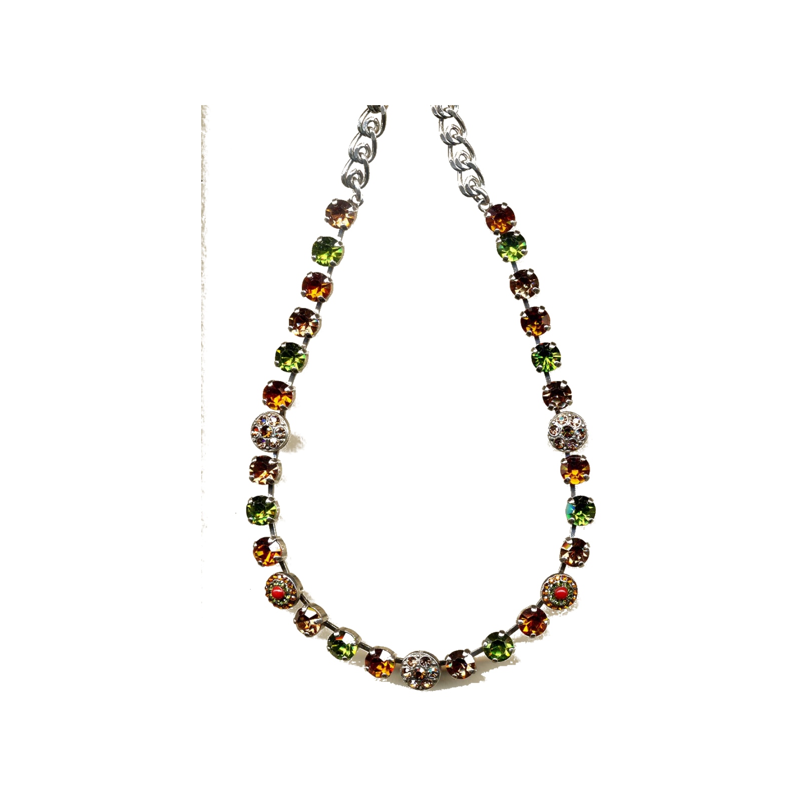 N-3044-1-1012-YG Necklace By Mariana Woman Light Colorado Topaz and Olivine Swarovski Crystals - Image 1