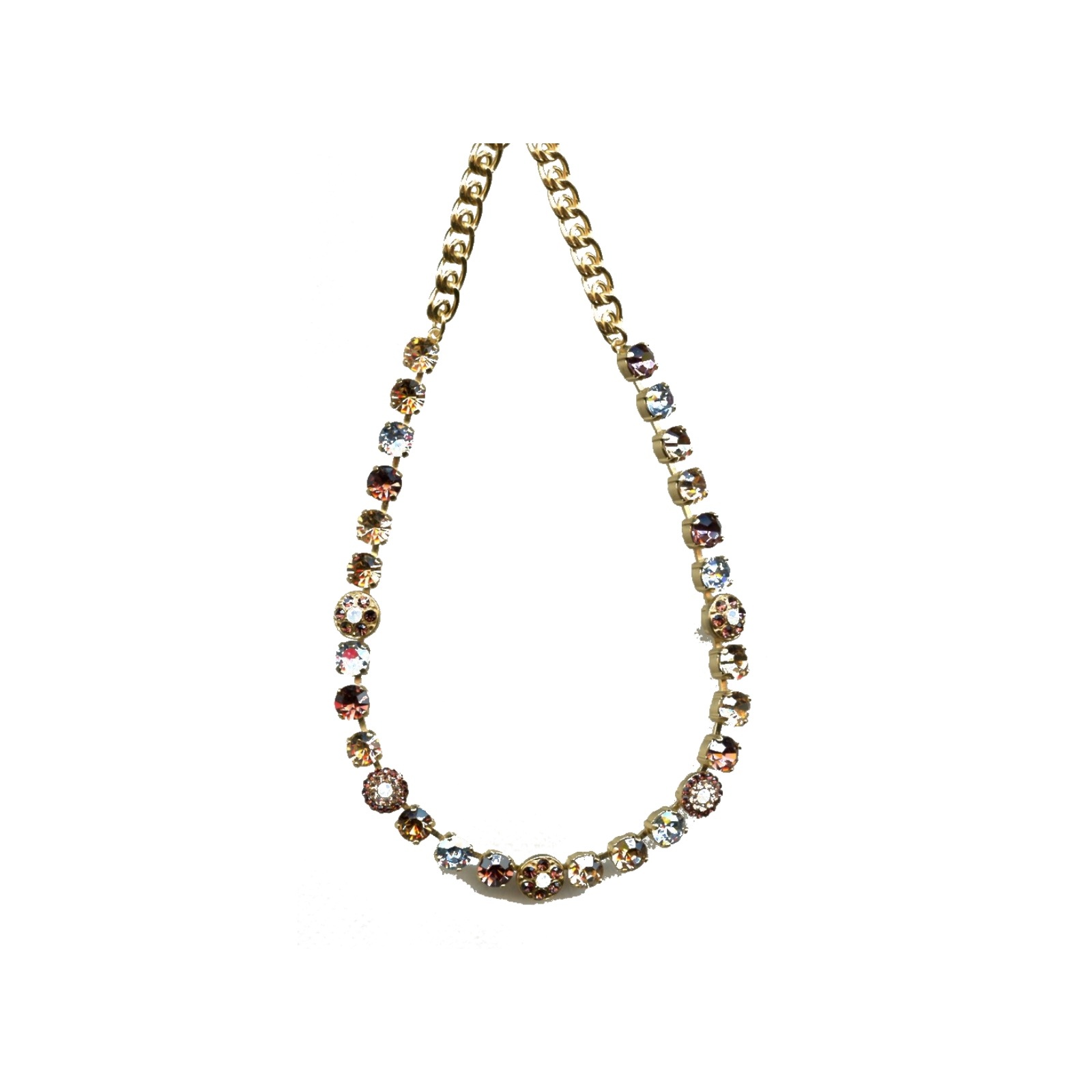 N-3044-1-1016-SP Necklace By Mariana Woman Delicate Topaz and Champagne Swarovski Crystals - Image 1