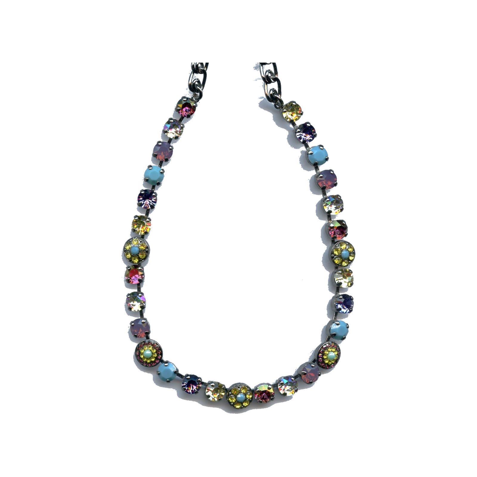 N-3044-1-1024-SP Necklace By Mariana Woman Modern Purple Opal and Turq Swarovski Crystals - Image 1