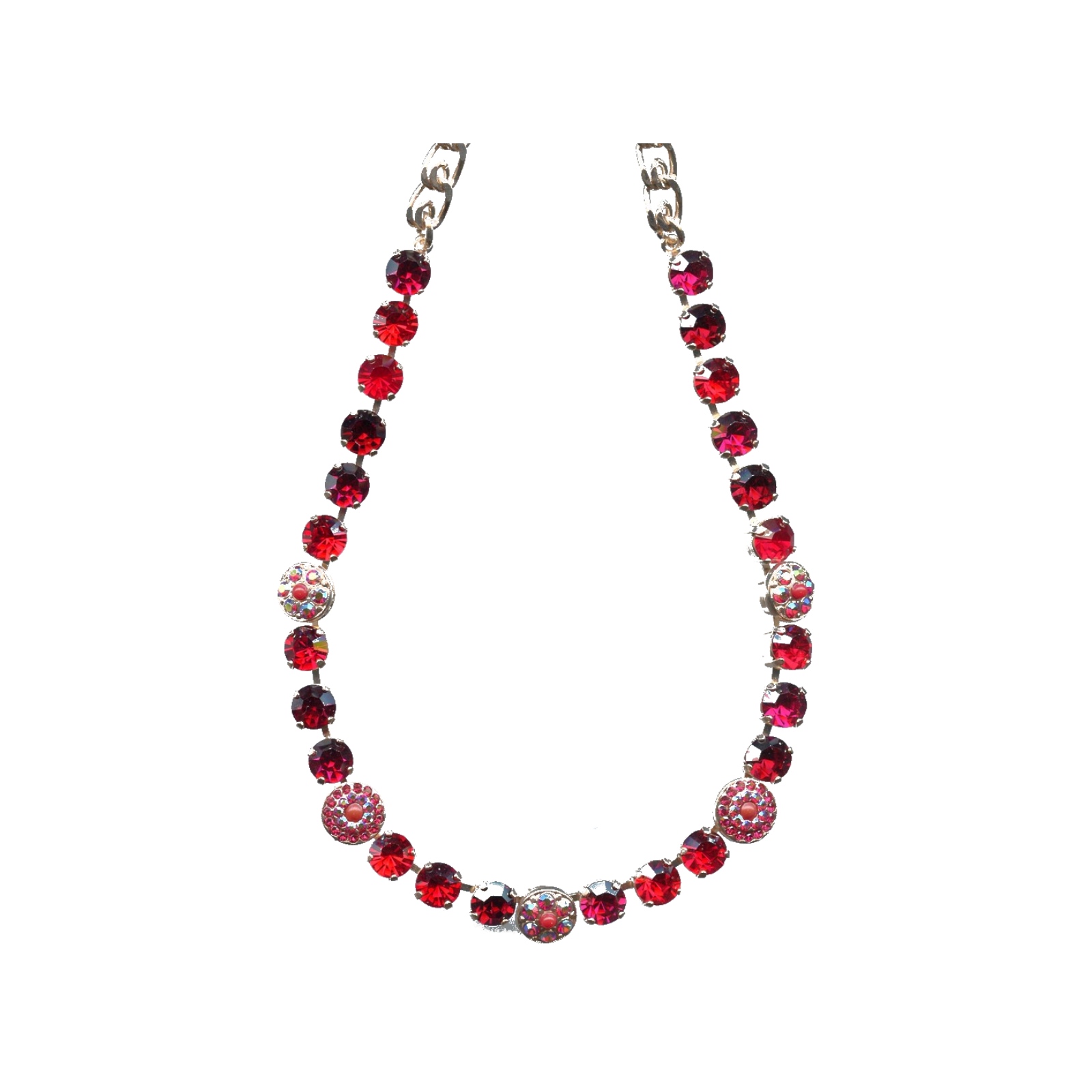 N-3044-1-1036-SP Necklace By Mariana Woman Stylish Red and Siam and Fuchsia Swarovski Crystals - Image 1