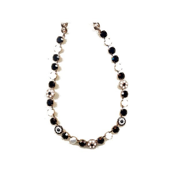 Necklace By Mariana Woman Distinctive Chalk White and Jet Swarovski Crystals