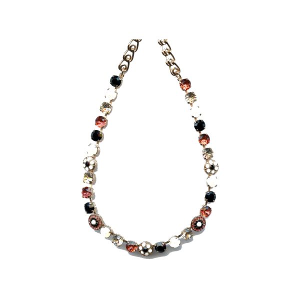 Necklace By Mariana Woman Charming White Opal and Jet Swarovski Crystals