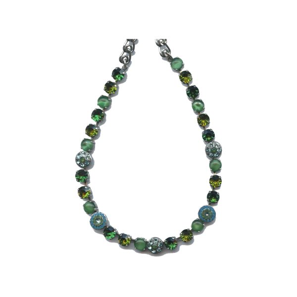 Necklace By Mariana Woman Chic Apple Green and Robin Egg Blue Swarovski Crystals