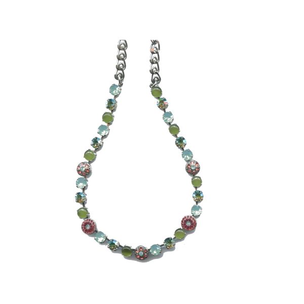 Necklace By Mariana Woman Chic Apple Green and Padparascha Swarovski Crystals