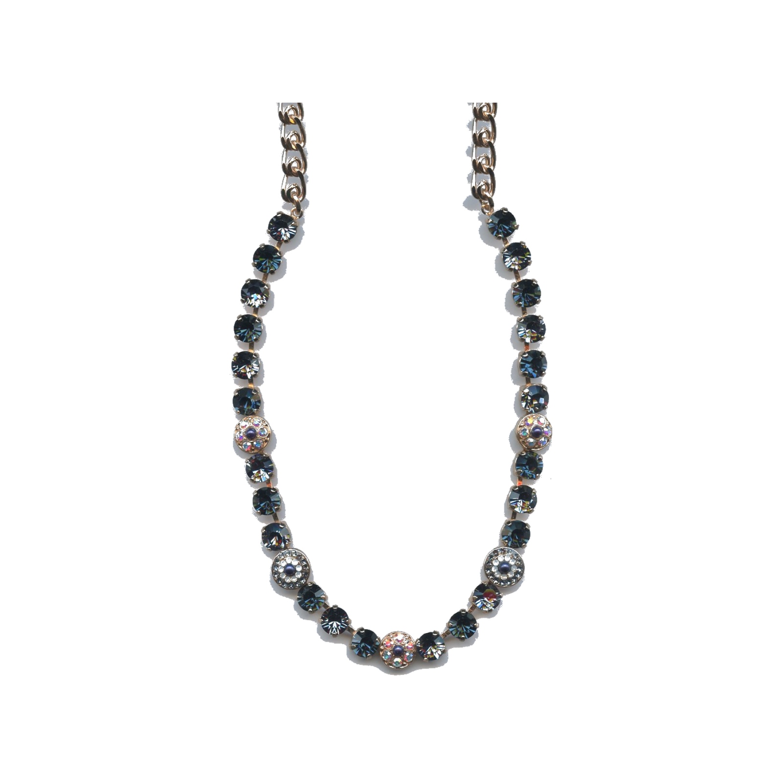 N-3044-1-1069-SP Necklace By Mariana Woman Chic White Opal and Montana Blue Swarovski Crystals - Image 1