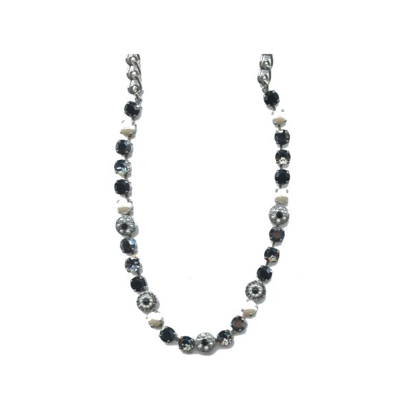 Necklace By Mariana Woman Chic Pearl and Jet Black and Opal Swarovski Crystals