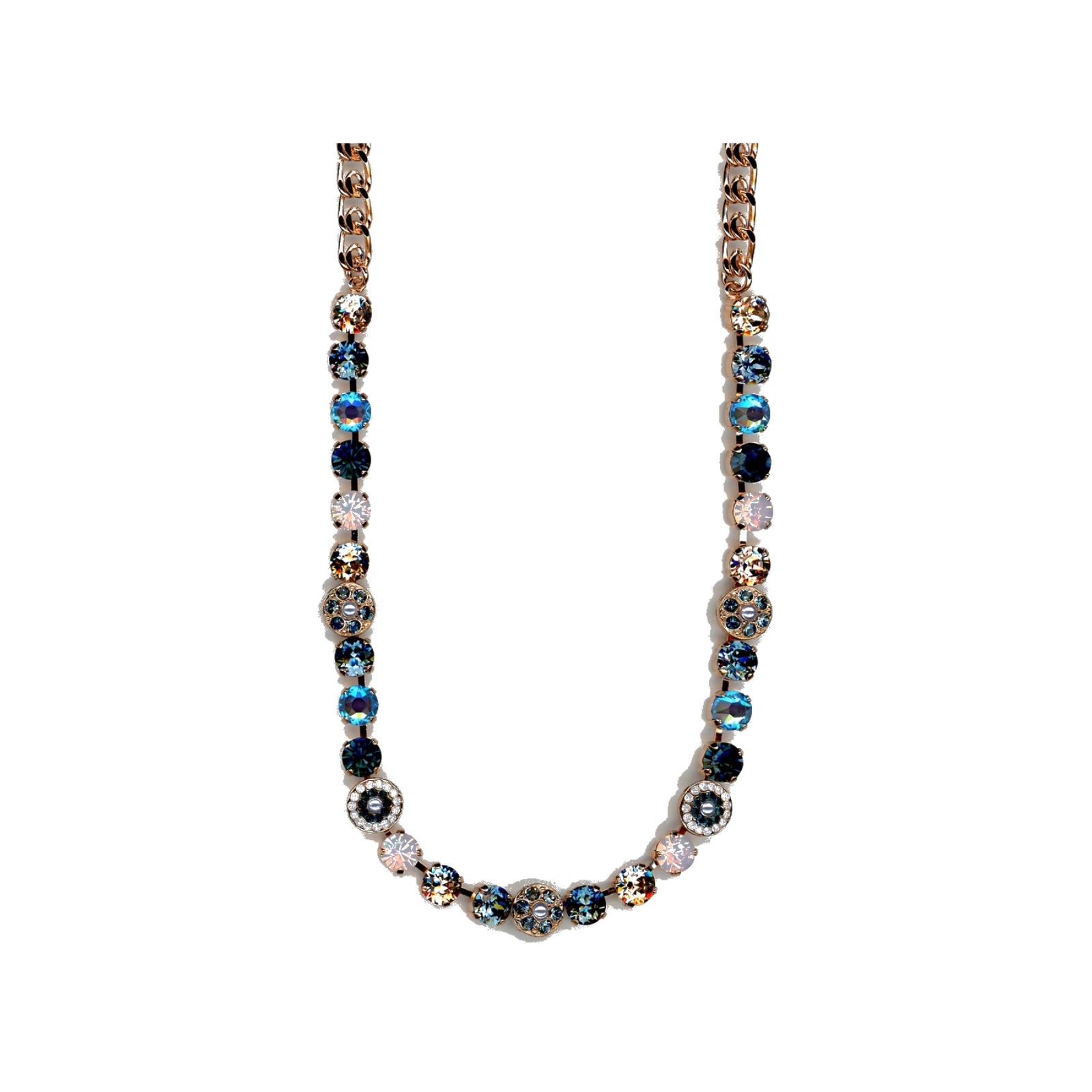N-3044-1-1118-SP Necklace By Mariana Woman Chic Montana Blue and Golden Shadow Swarovski Crystals - Image 1