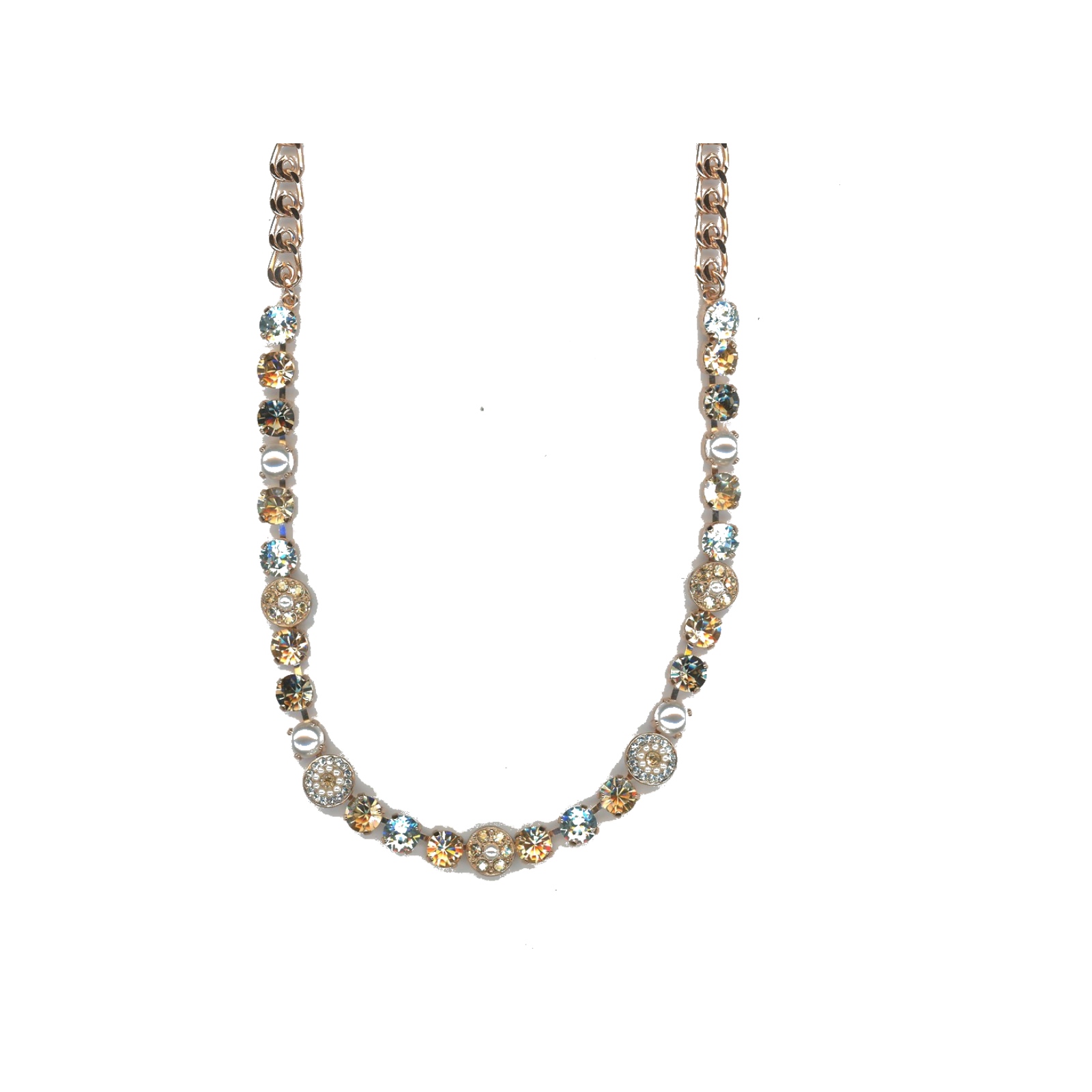 N-3044-1-1132-SP Necklace By Mariana Woman Striking Pearl and Golden Shadow Swarovski Crystals - Image 1