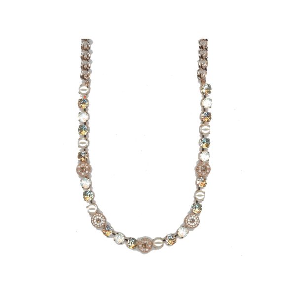 Necklace By Mariana Woman Chic Golden Shadow and Light Peach Swarovski Crystals