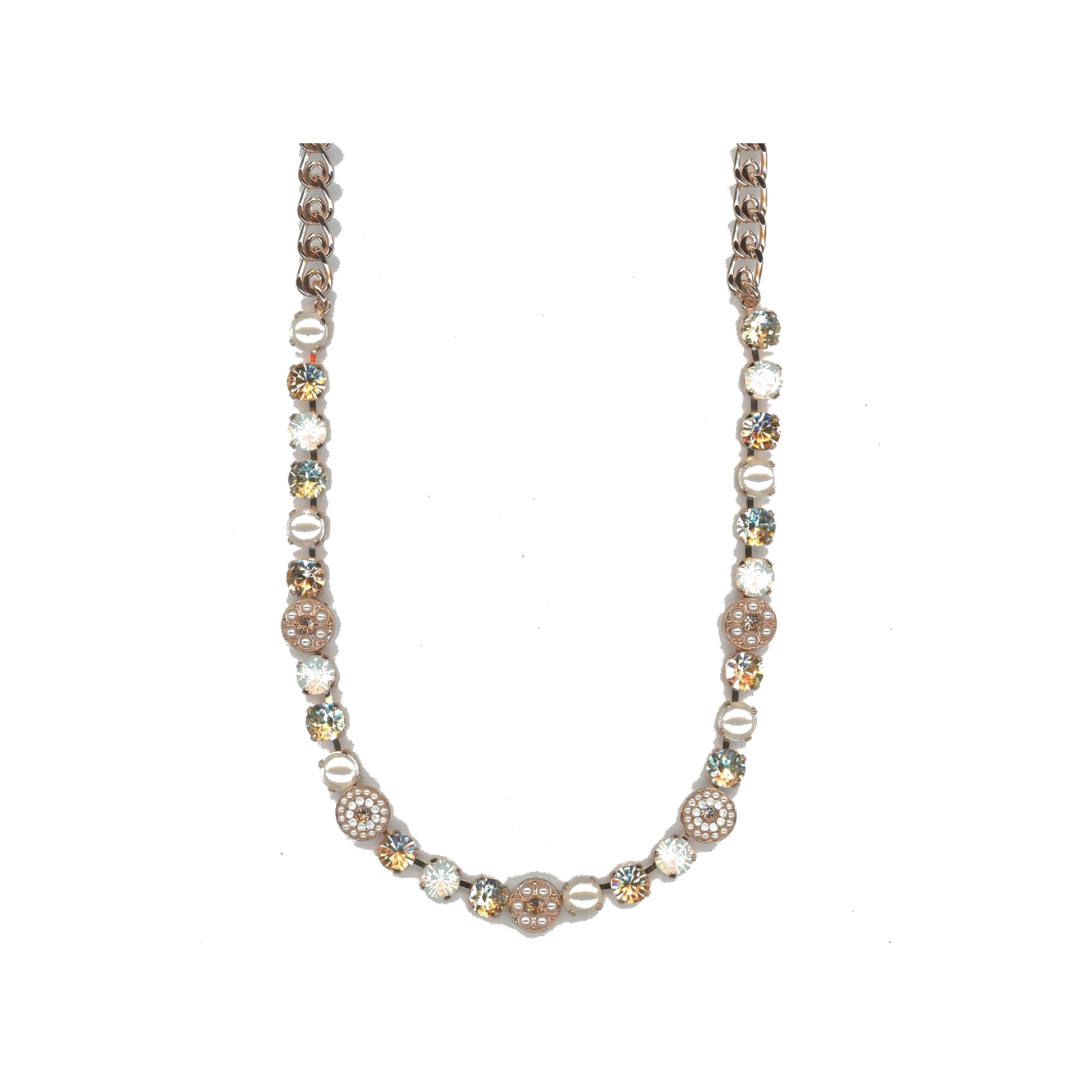N-3044-1-1144-SP Necklace By Mariana Woman Chic Golden Shadow and Light Peach Swarovski Crystals - Image 1