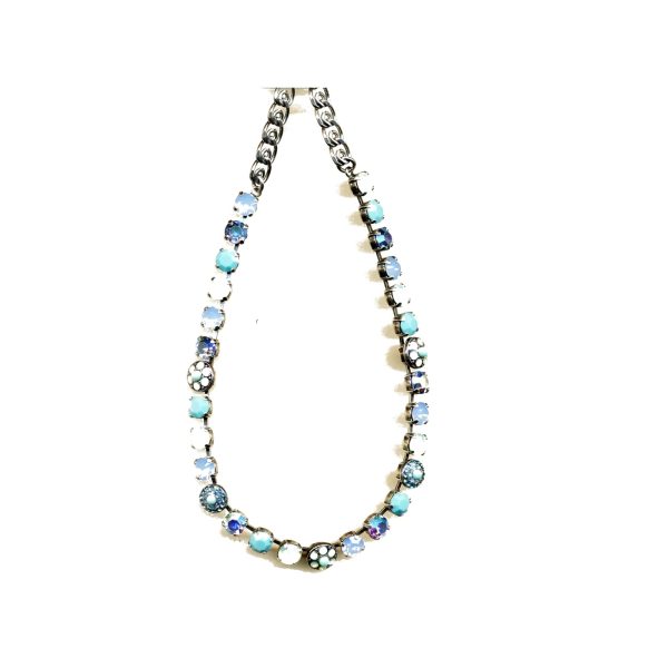 Necklace By Mariana Woman Chic Blue Quartz and Pacific Opal Swarovski Crystals