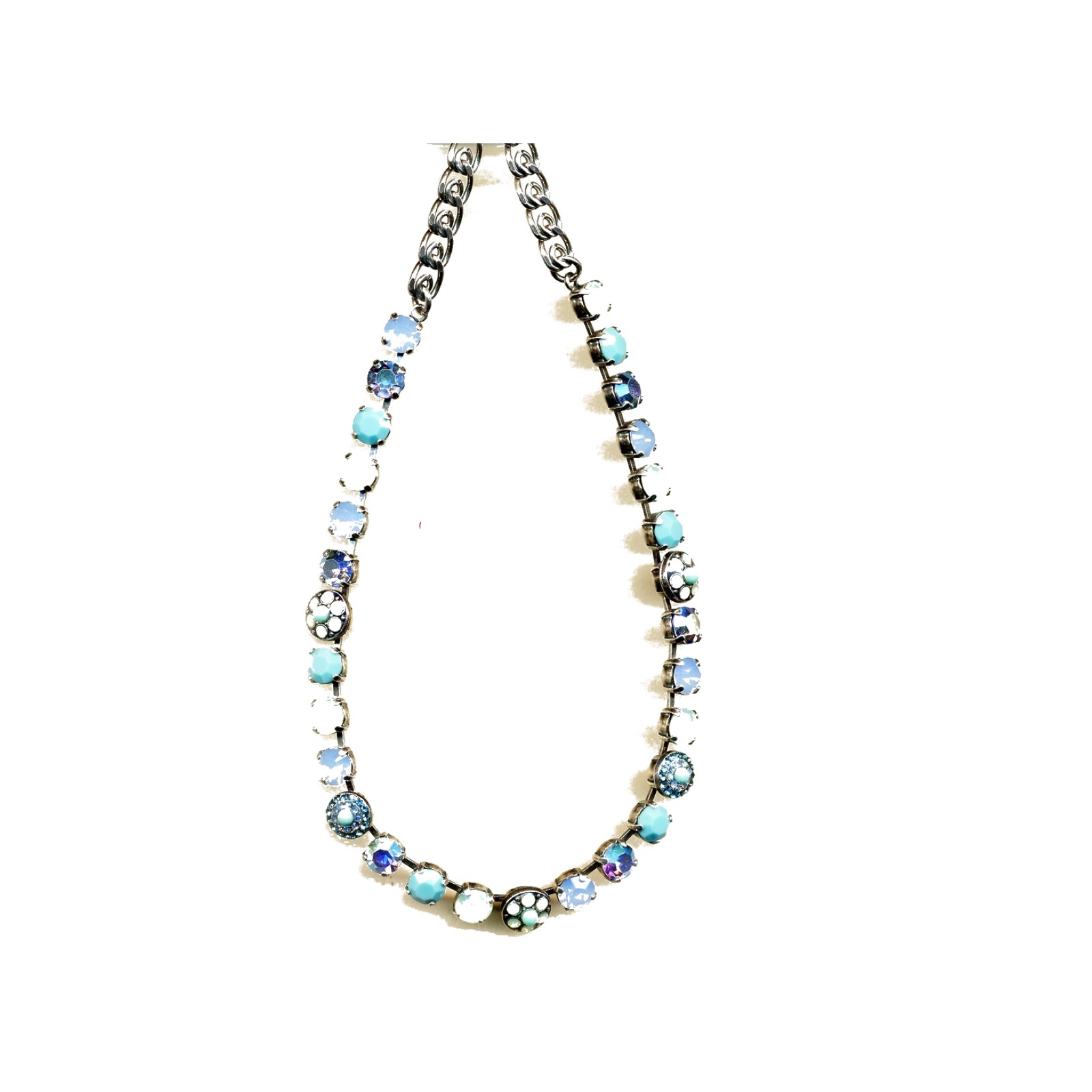 N-3044-1-1205-YG Necklace By Mariana Woman Chic Blue Quartz and Pacific Opal Swarovski Crystals - Image 1