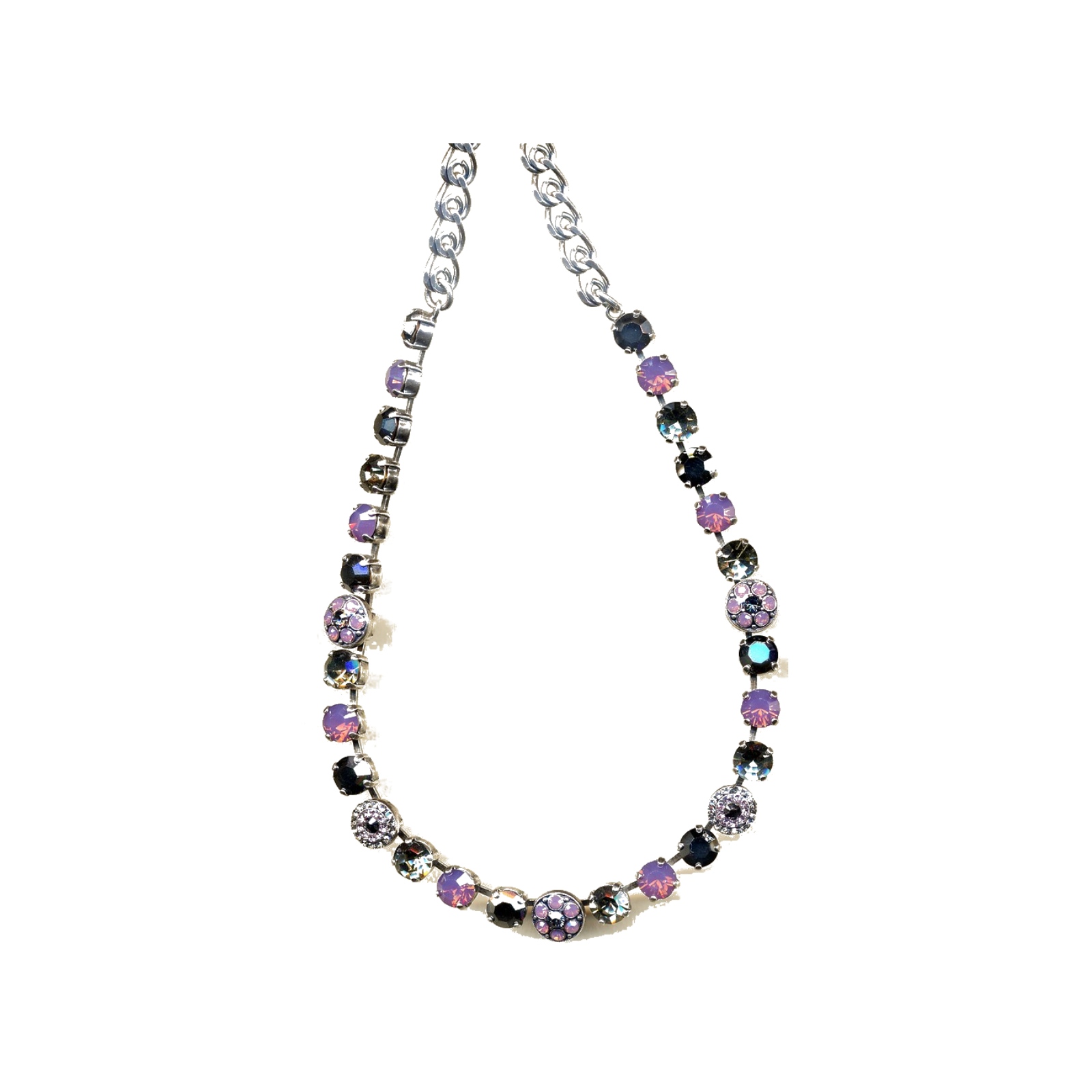 N-3044-1-1208-YG Necklace By Mariana Woman Smoky Quartz and Steel Silver AB Swarovski Crystals - Image 1