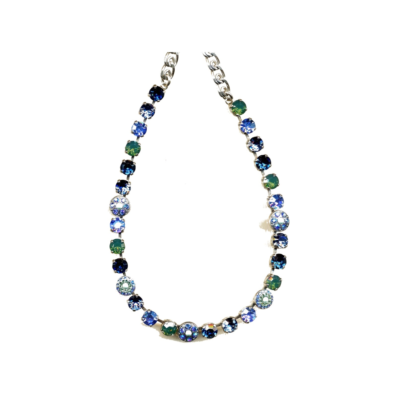 N-3044-1-1316-SP Necklace By Mariana Woman Royal Blue and Teal Green and Swarovski Crystals - Image 1