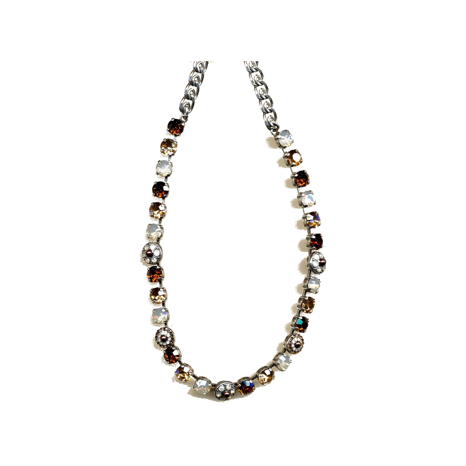 N-3044-1-1318-YG Necklace By Mariana Woman Chic Smoked topaz and golden shadow Swarovski Crystals - Image 1