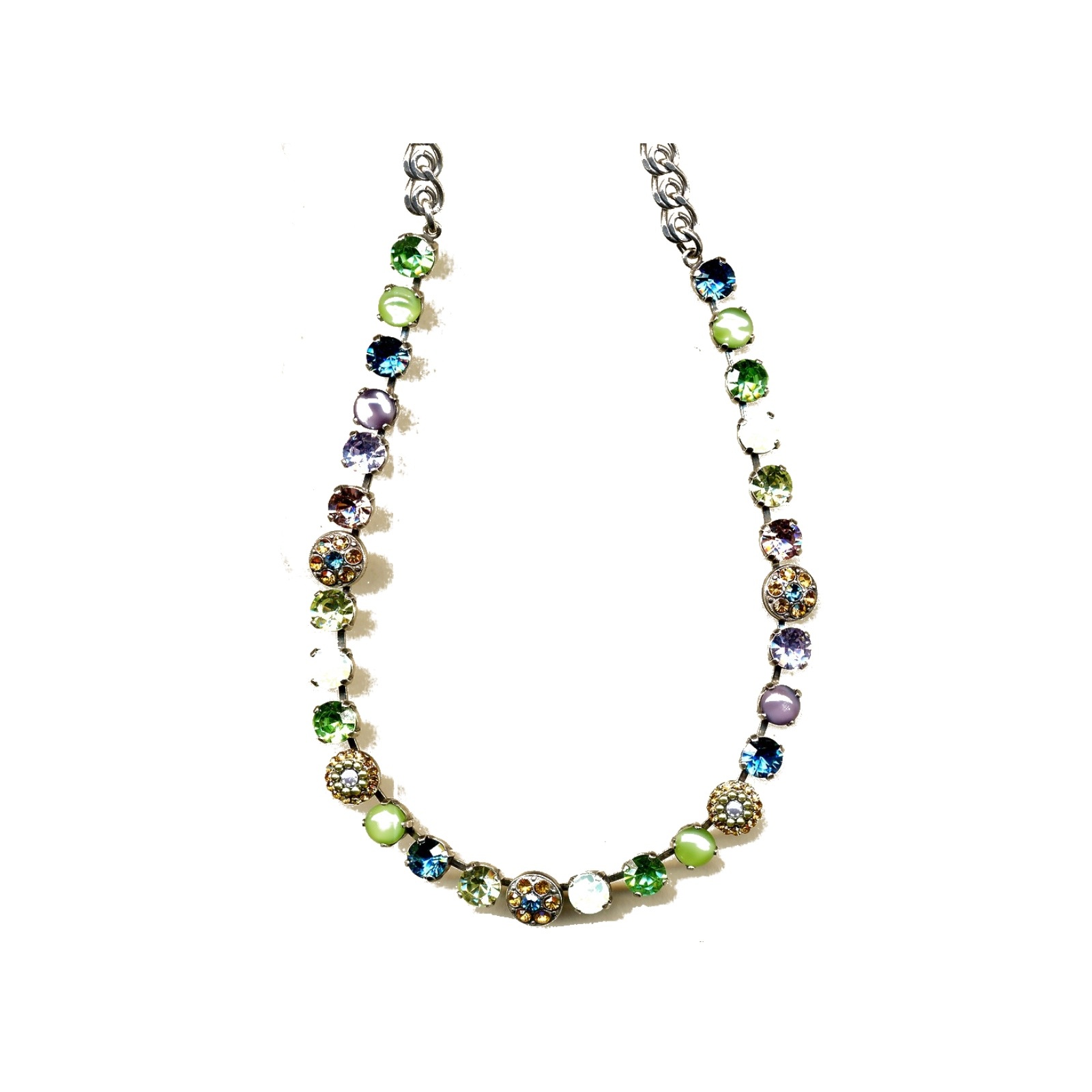 N-3044-1-1326-YG Necklace By Mariana Woman Chic Pale Purple and Pale Green Swarovski Crystals - Image 1