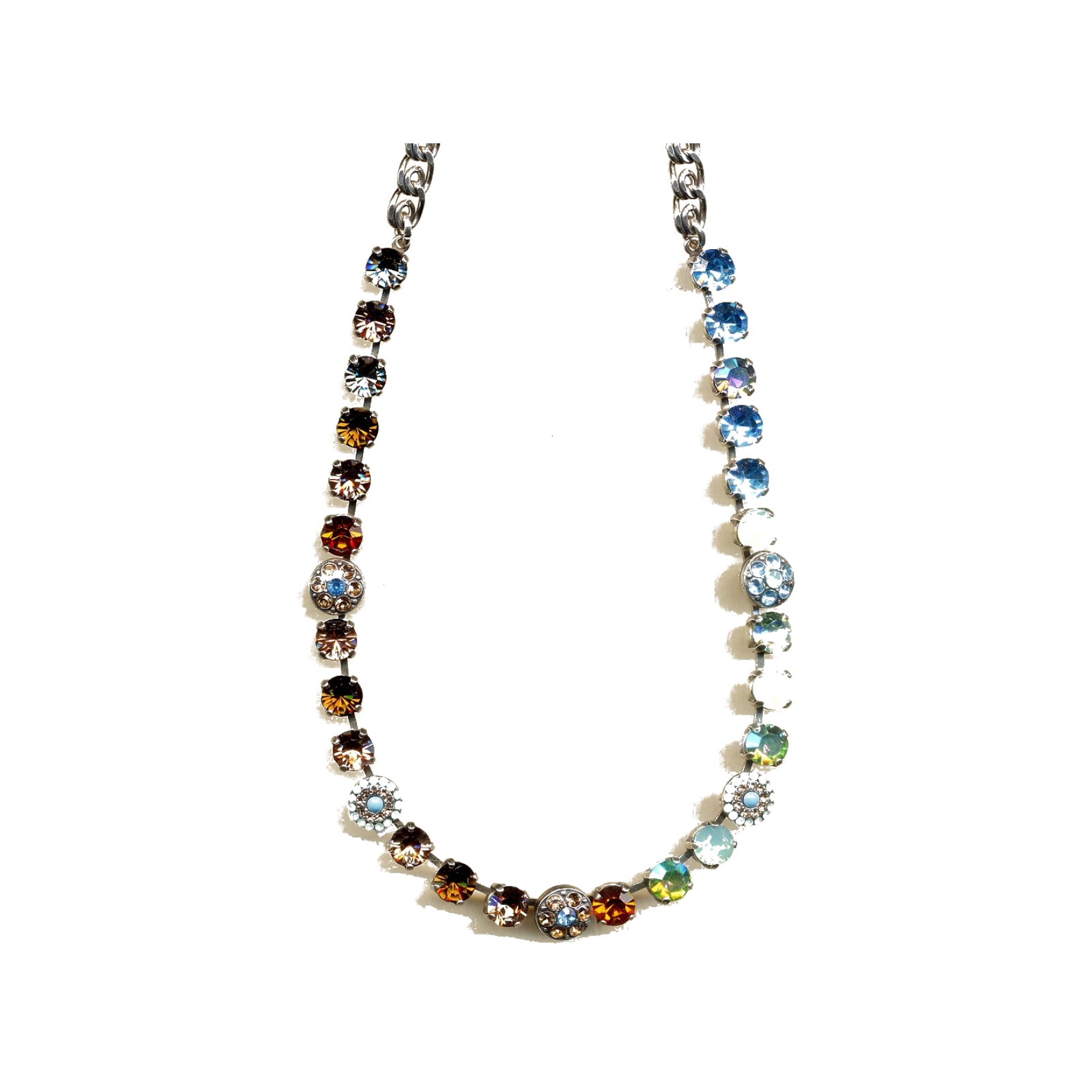 N-3044-1-1329-YG Necklace By Mariana Woman Stylish Pacific Opal and Aqua Blue Swarovski Crystals - Image 1