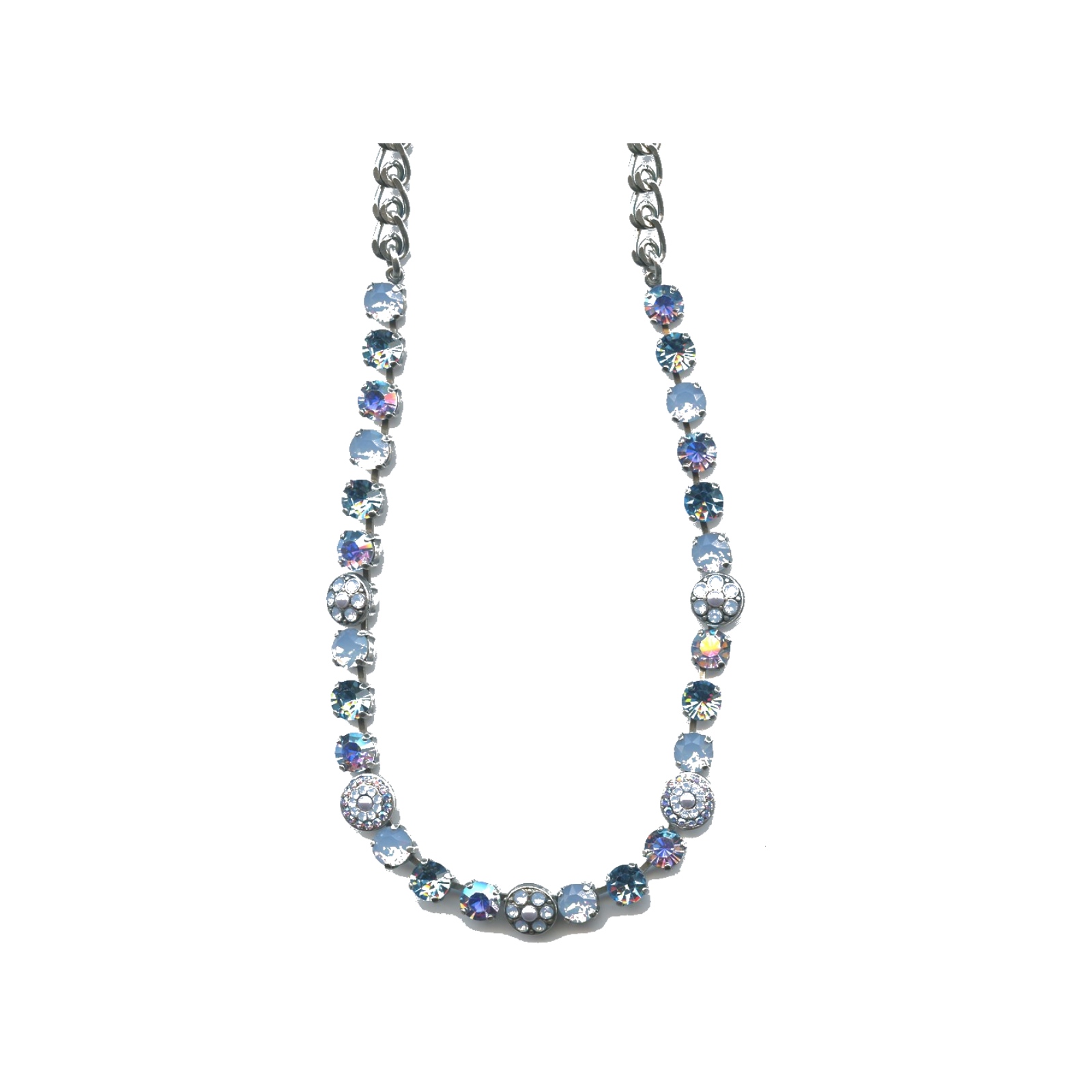 N-3044-1-1343-SP Necklace By Mariana Woman Delicate Pale Blue and Frosted Blue Swarovski Crystals - Image 1