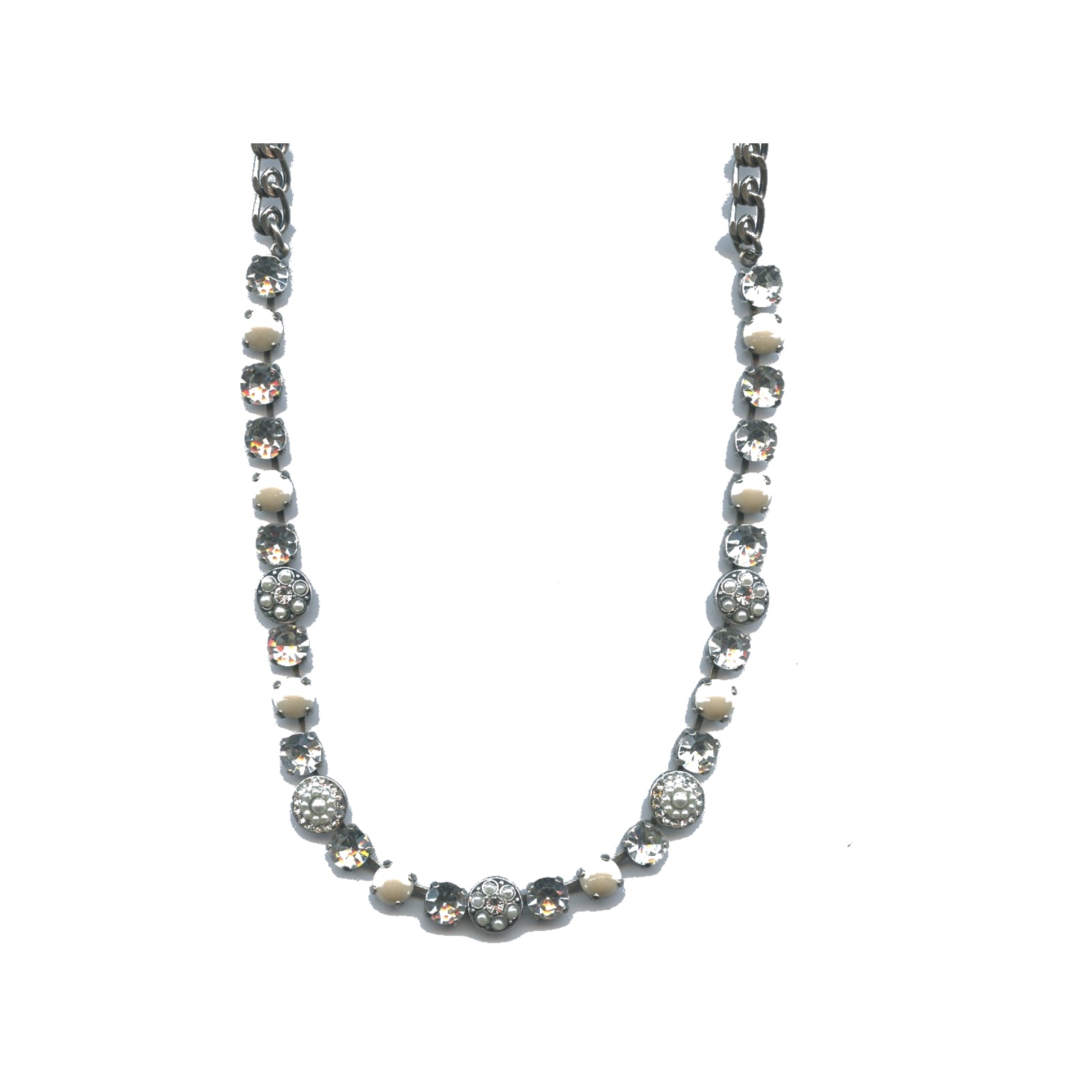 N-3044-1-139001-SP Necklace By Mariana Woman Chic Cream pearl and Clear Crystal Swarovski Crystals - Image 1