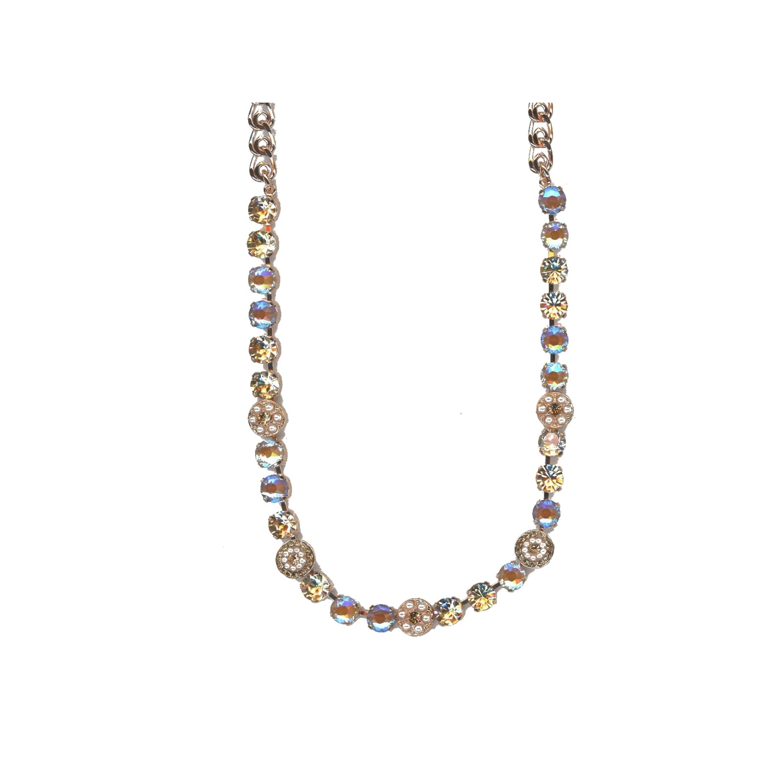N-3044-1-2010-SP Necklace By Mariana Woman Chic Cream Pearl and Golden Shadow Swarovski Crystals - Image 1