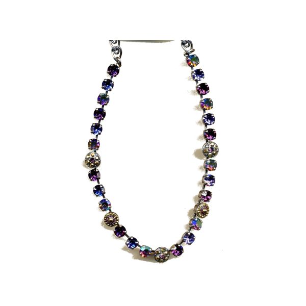 Necklace By Mariana Woman Modern Cyclamen Opal and Tanzanite Swarovski Crystals