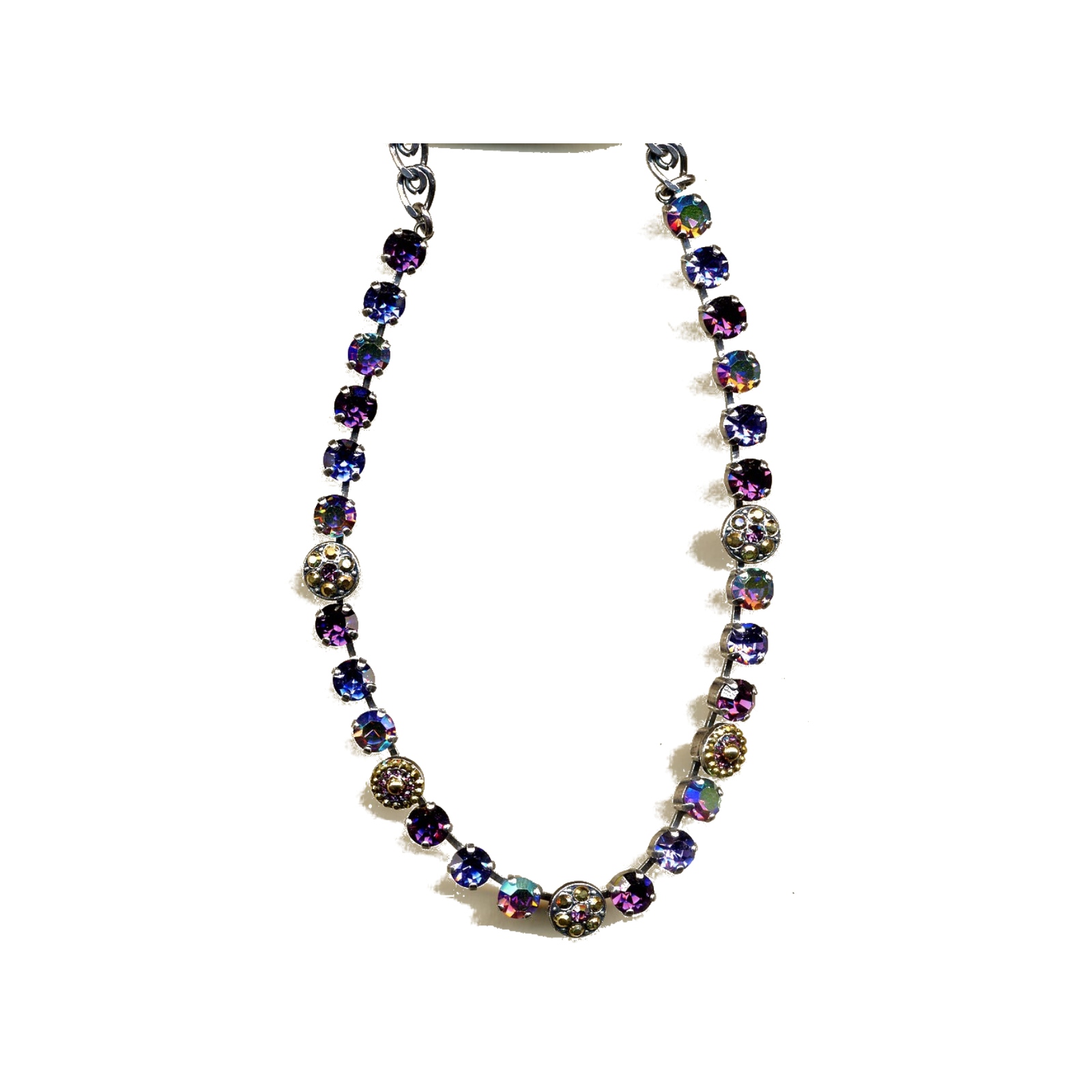 N-3044-1-2046-YG Necklace By Mariana Woman Modern Cyclamen Opal and Tanzanite Swarovski Crystals - Image 1