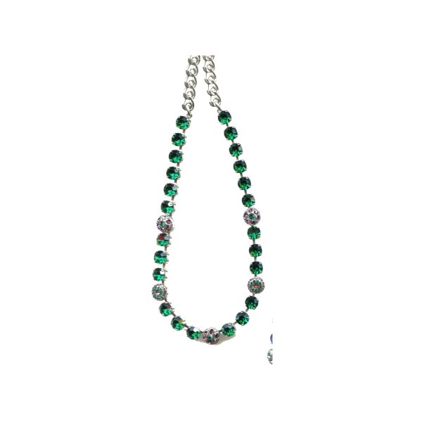 Necklace By Mariana Woman Timeless Emerald and and Light Rose Swarovski Crystals