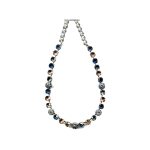Necklace By Mariana Woman Chic Denim Blue and Black Diamond Swarovski Crystals