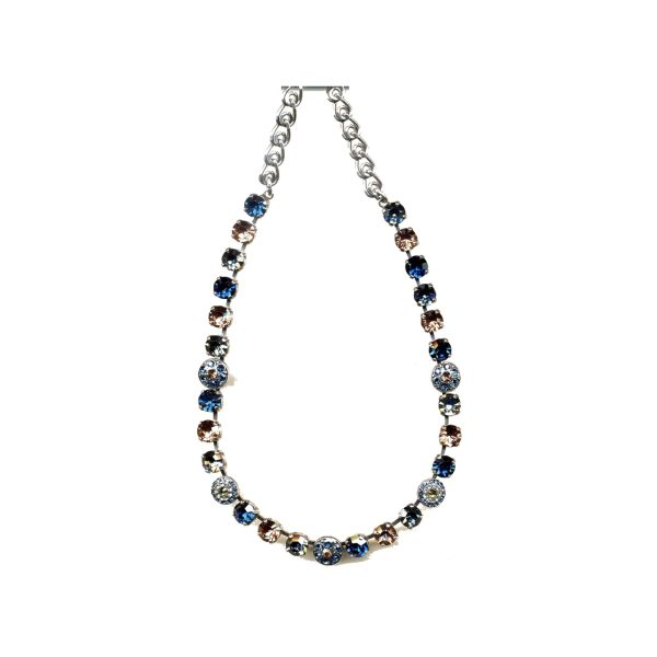 Necklace By Mariana Woman Chic Denim Blue and Black Diamond Swarovski Crystals