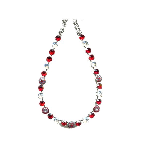 Necklace By Mariana Woman Modern Siam and Clear Swarovski Crystals