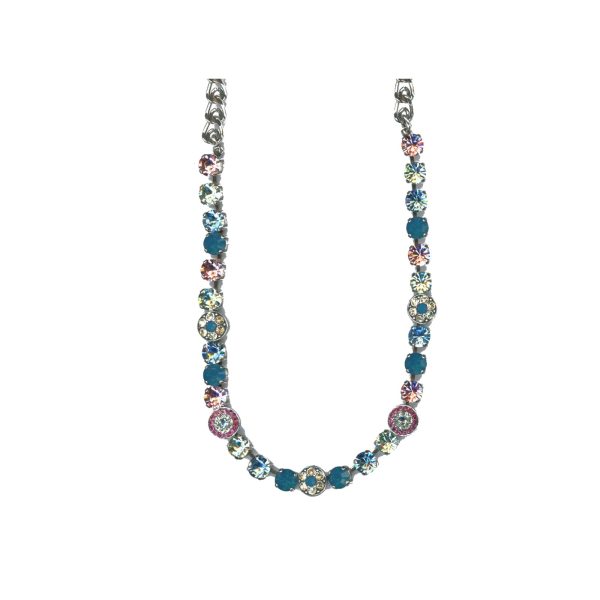 Necklace By Mariana Woman Beautiful Aquamarine and Rose Swarovski Crystals