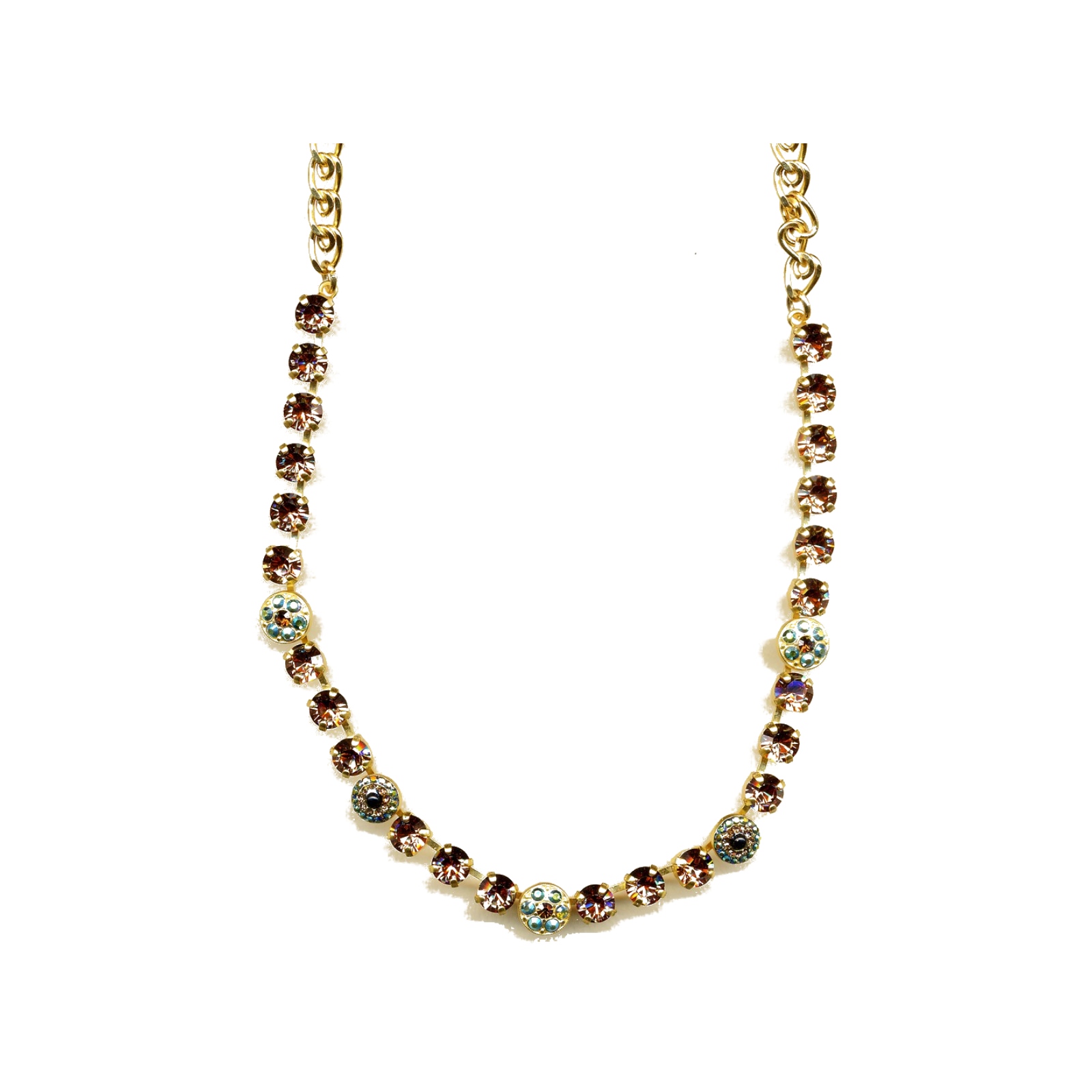 N-3044-1-220-4-YG Necklace By Mariana Woman Smoked Topaz and Golden Shadow and Swarovski Crystals - Image 1