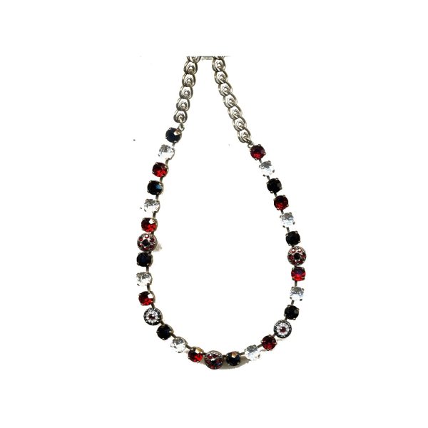 Necklace By Mariana Woman Chic Jet Black and Ruby and Clear Swarovski Crystals