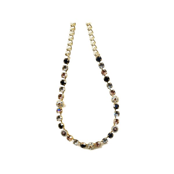 Necklace By Mariana Woman Light Smoked Topaz and Black Swarovski Crystals
