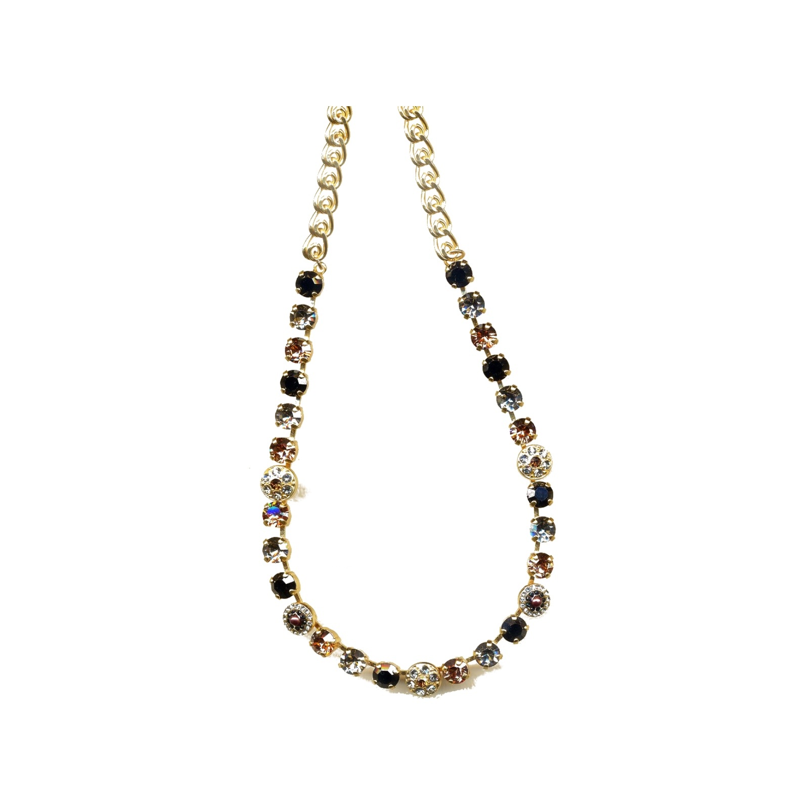 N-3044-1-221-4-YG Necklace By Mariana Woman Light Smoked Topaz and Black Swarovski Crystals - Image 1
