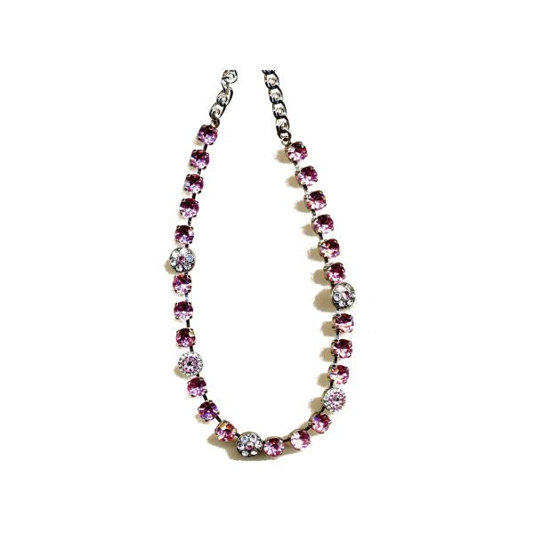 Necklace By Mariana Woman Romantic Lt.Rose and Crystal Clear Swarovski Crystals